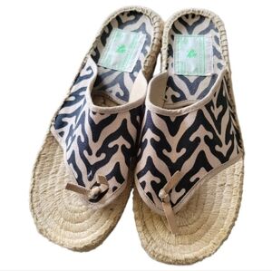 Manuel Canovas Paris Espadrille Thong Sandals Made In France Boho Beach 39 8.5